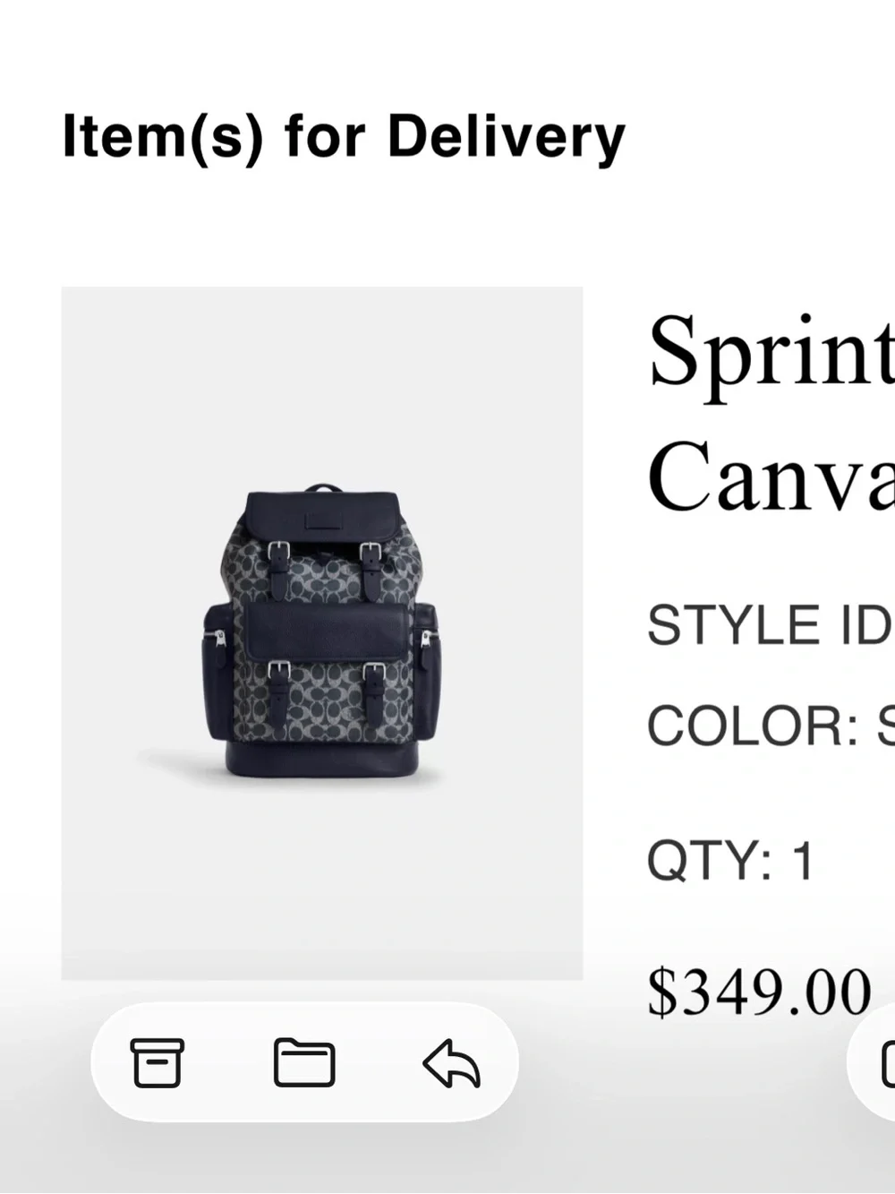 Coach Navy Signature Jacquard Backpack with Leather Trim